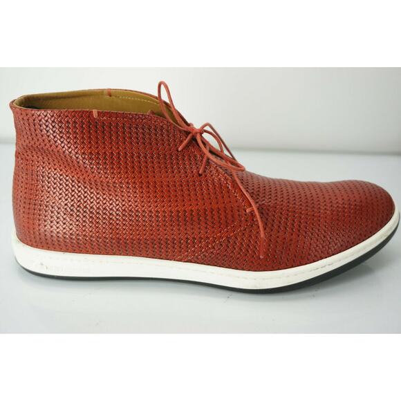 Giorgio Armani Red Perforated Leather High Top Sneakers Size 9.5 New $615 Chukka Men main image 2